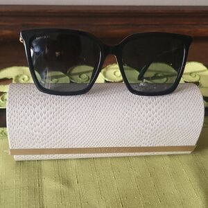 Jimmy Choo Black Sunglasses with Cream Textured Case
